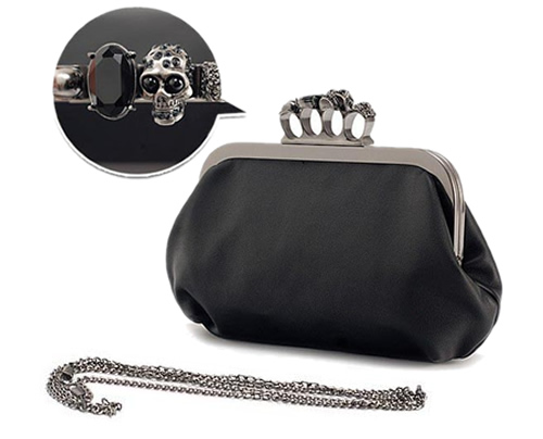 Skull and Crossbones Beaded Mini Clutch Coin Purse - Black and Pewter