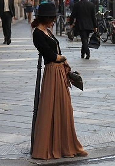 brown skirt long