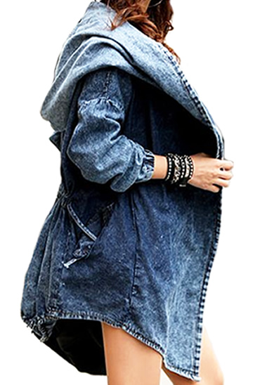 denim hooded coat