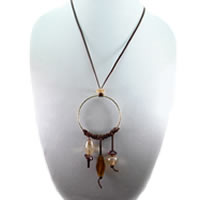 Hippie Chic Trendy Dream Hoop Necklace with tan nuggets