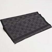 Gucci Unisex Dark Grey Logo Wool Scarf