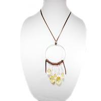 Hippie Chic Trendy Dream Hoop Necklace with clear yellow nuggets