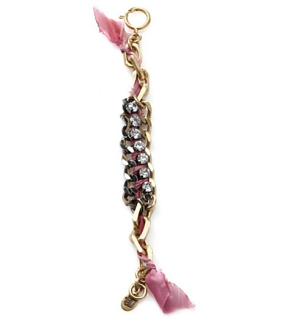 JUICY COUTURE War Of Love Pink Ribbon Chain Bracelet