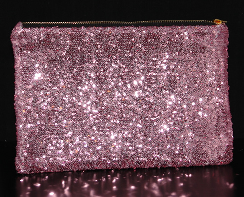 pink sequin clutch