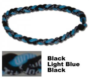 3 Rope Tornado Titanium Necklace 18"  <br /> (Black/Light Blue/Black)