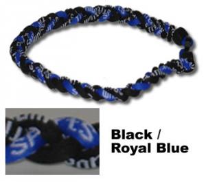 3 Rope Tornado Titanium Necklace 18" <br />  (Black/Blue/Black)