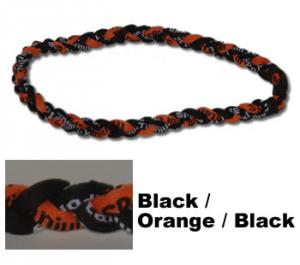 3 Rope Tornado Titanium Necklace 18"  <br /> (Black/Orange/Black)