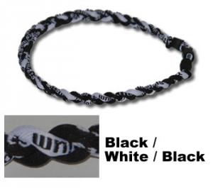3 Rope Tornado Titanium Necklace<br /> (Black/White/Black)