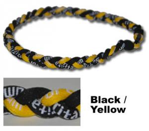 3 Rope Tornado Titanium Necklace 18" <br />  (Black/Yellow/Black)