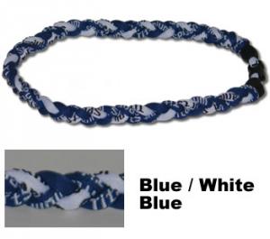 3 Rope Tornado Titanium Necklace 18" <br />  (Blue/White/Blue)