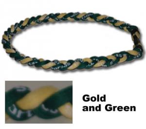3 Rope Tornado Titanium Necklace<br /> (Green/Gold/Green)