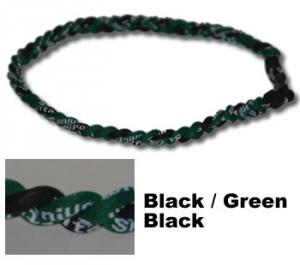 3 Rope Tornado Titanium Necklace <br />(Black/Green/Black)