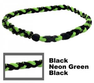 3 Rope Tornado Titanium Necklace<br /> (Black/Neon Green/Black)