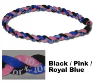 3 Rope Tornado Titanium Necklace 18" <br /> (Black/Pink/Royal Blue) 3 Rope Tornado Titanium Necklace 18" <br /> (Black/Pink/Royal Blue)