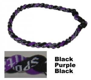 3 Rope Tornado Titanium Necklace 18"  <br /> (Black/Purple/Black)