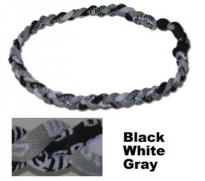 3 Rope Tornado Titanium Necklace 18" <br />  (Black/White/Gray)