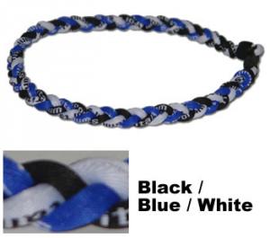 3 Rope Tornado Titanium Necklace 18" <br />  (Black/Blue/White)