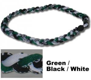 3 Rope Tornado Titanium Necklace 18" <br />  (Green/Black/White)