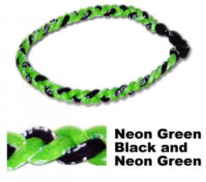 3 Rope Tornado Titanium Necklace<br /> (Neon Green/Black/Neon Green)