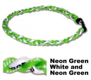 3 Rope Tornado Titanium Necklace 18" <br />  (Neon Green/White/Neon Green) 