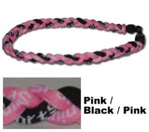 3 Rope Tornado Titanium Necklace <br />(Pink/Black/Pink)
