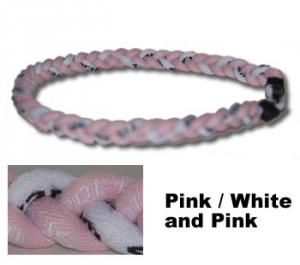 3 Rope Tornado Titanium Necklace 18" <br />  (Pink/White/Pink)