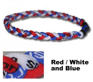 3 Rope Tornado Titanium Necklace<br /> (Red/White/Blue)