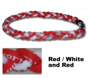 3 Rope Tornado Titanium Necklace<br /> (Red/White/Red)