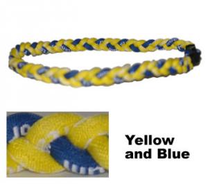 3 Rope Tornado Titanium Necklace 18"  <br /> (Yellow/Blue/Yellow)