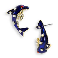 Navy Dolphin Stud Earrings