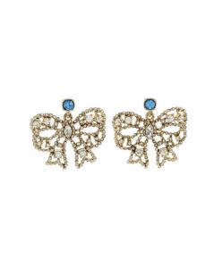 Betsey Johnson Crystal Bow Drop Earrings