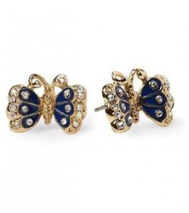 Betsey Johnson Blue Butterfly Stud Earrings