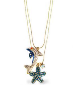 Dolphin and Starfish 2 Row Necklace