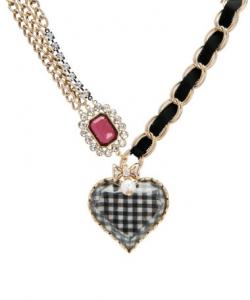 Betsey Johnson Gingham Heart Necklace
