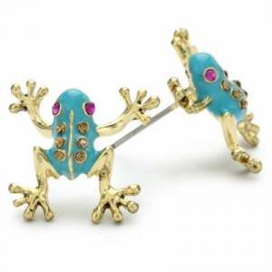 Betsey Johnson Teal Frog Stud Earrings