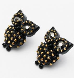 Black Owl Stud Earrings