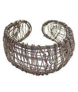 ZAD Black Metal Messy Wire Wrapped Cuff Bracelet 