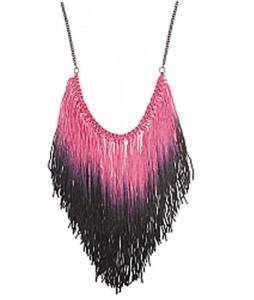 ZAD Black & Pink Ombre Fringe Necklace