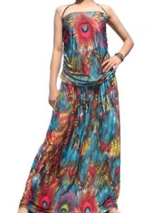 Bohemian Strapless Peacock Dress