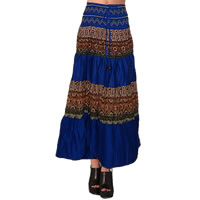Boho Patchwork Skirt in dark blue