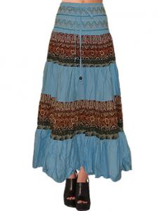 Boho Patchwork Skirt in light blue