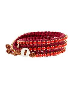 Chan Luu Silver and Leather Coral Wrap Bracelet