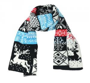Colorful Deer and Snowflakes Scarf