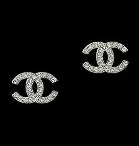 DC Silver Rhinestone Stud Earrings