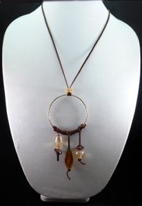 Hippie Chic Trendy Dream Hoop Necklace with tan nuggets