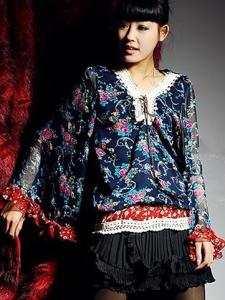 Floral Bell Sleeve Chiffon Blouse