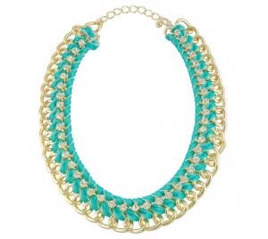 Green Ribbon Link Statement Necklace