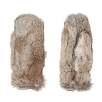 Hat Attack Rabbit Fur Mittens in Brown