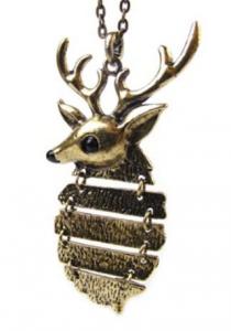 Hinged Deer Pendant Necklace In Copper