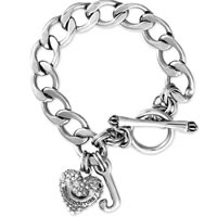 JUICY COUTURE Bracelet Pave Heart Starter Silver 
